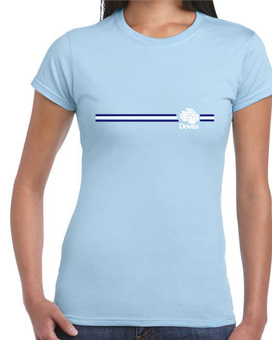 WOMENS STRIPE T SHIRT SKY BLUE