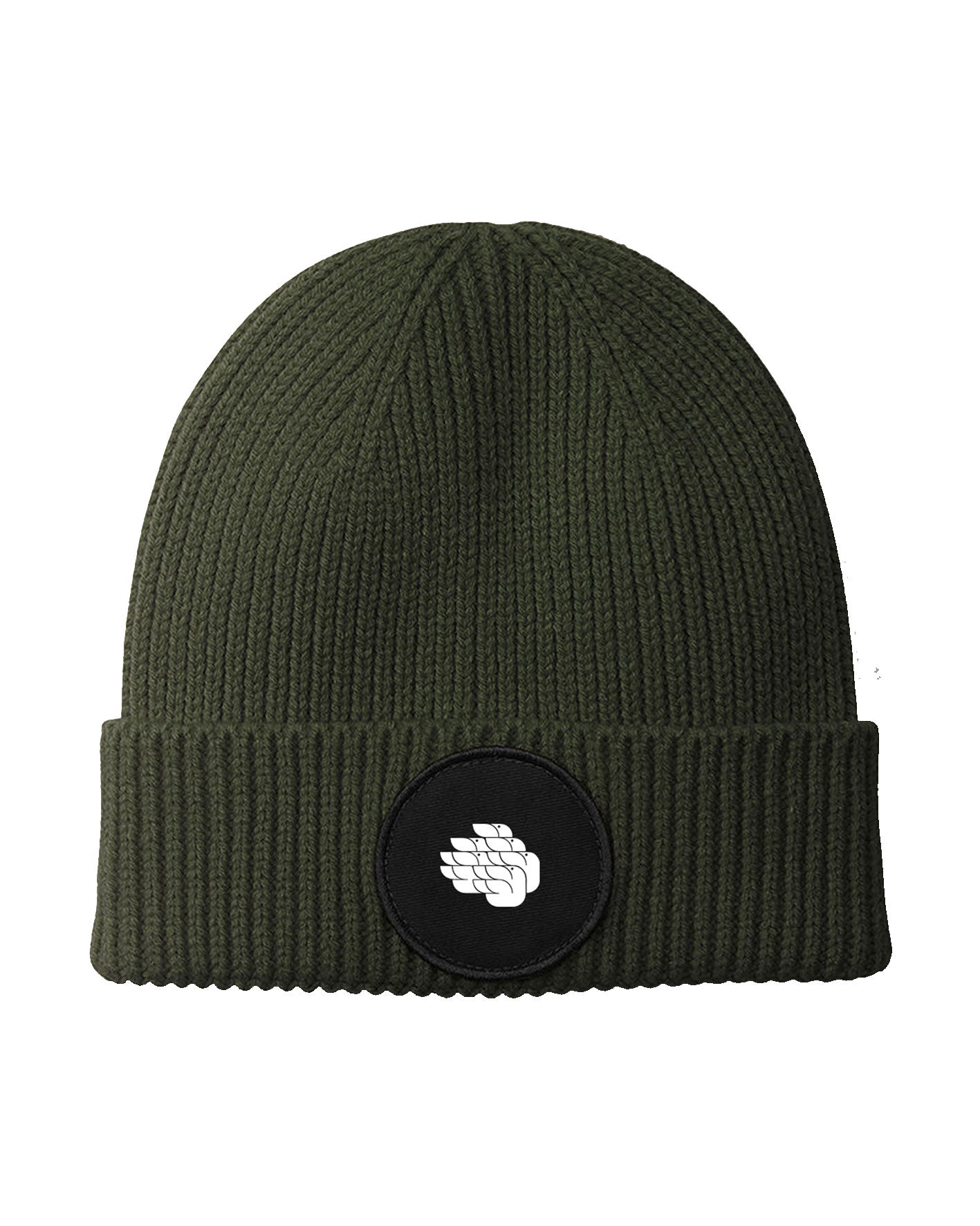 SWEDISH DOVES CIRCLE PATCH BEANIE OLIVE BLACK