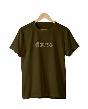 Open image in slideshow, VINTAGE DOVES OUTLINE LOGO T SHIRT KHAKI
